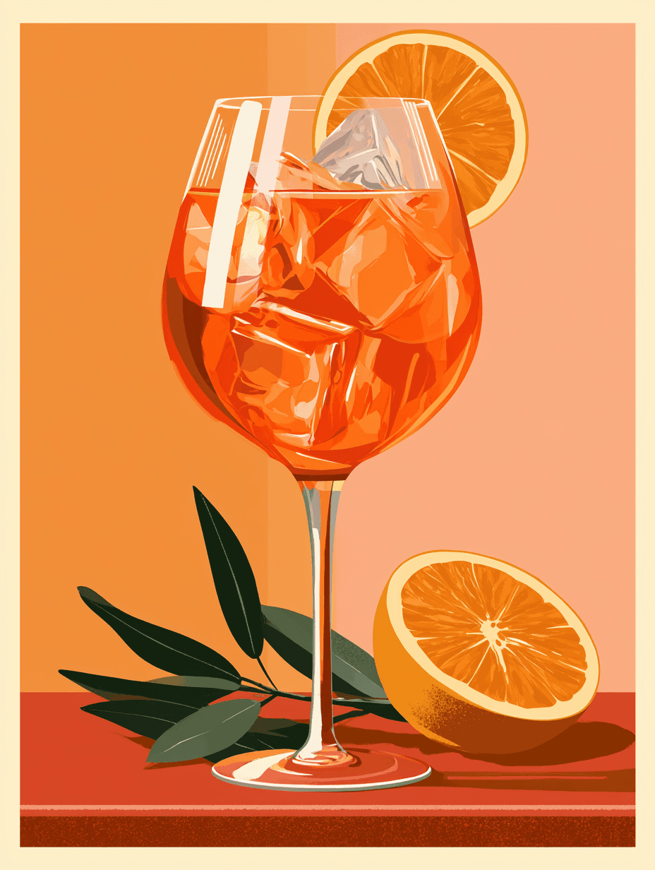 Orange cocktail illustration with citrus fruit
